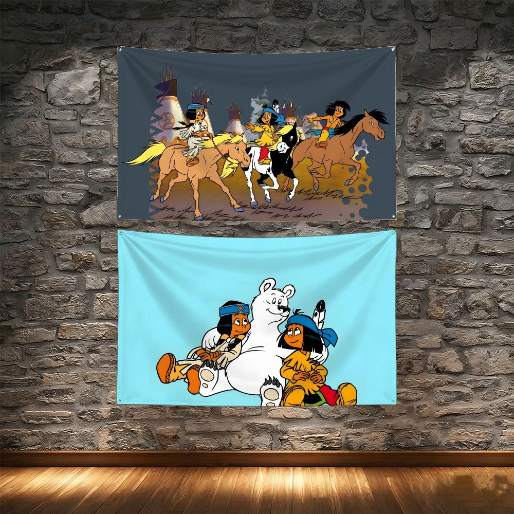 Outdoor Adventure Kids Party - Tapiz con diseño de banderas de