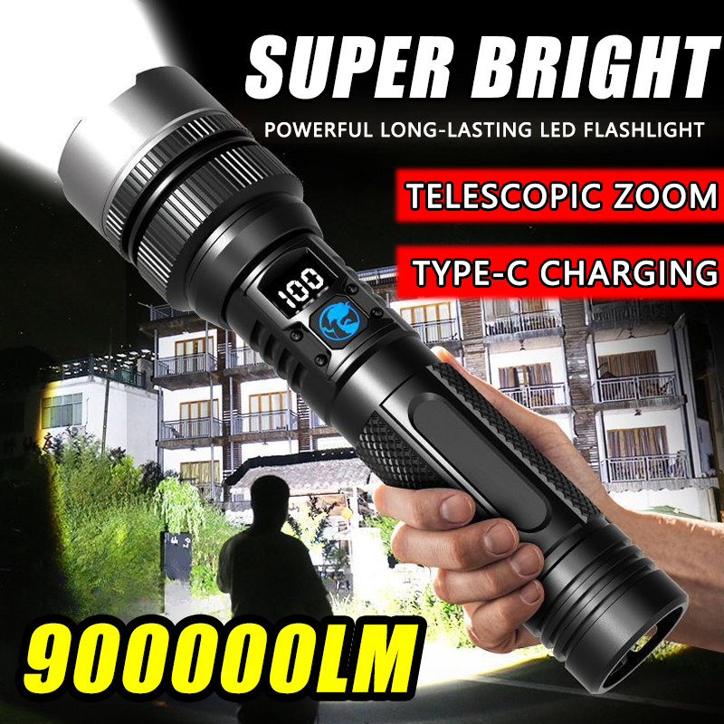 Outdoor Adventure Inc - Linterna LED Potente de 900000LM, Recargable