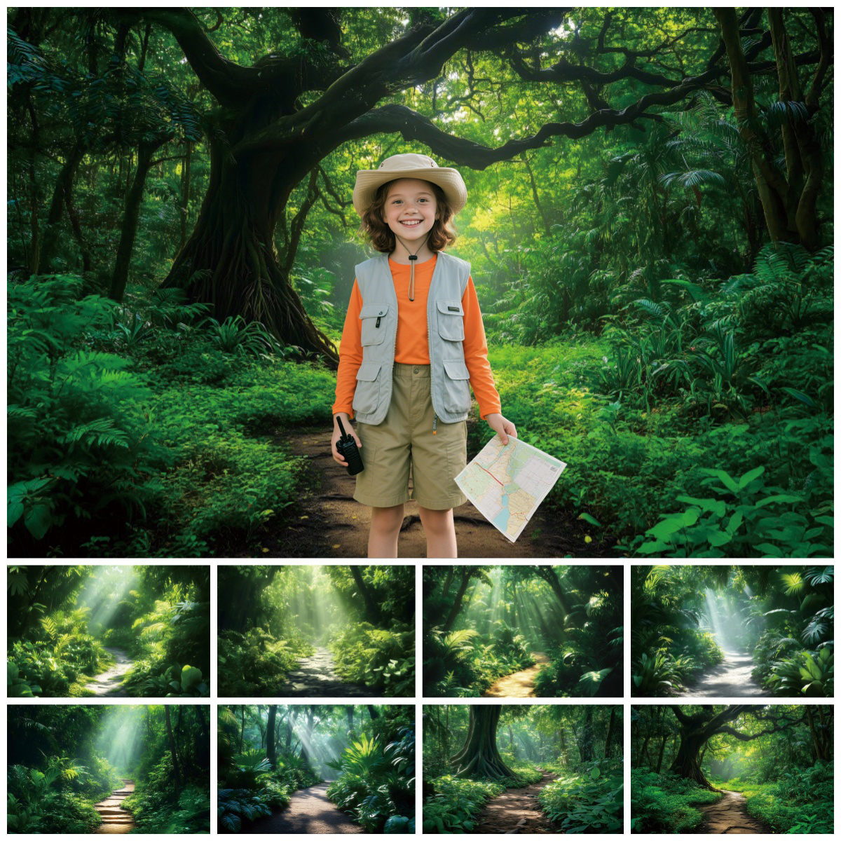 Outdoor Adventure Kids Party - Fondo de aventura de selva Tropical,