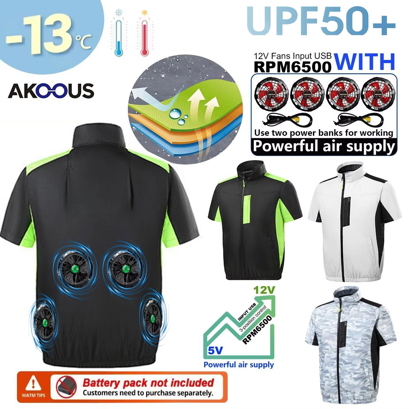 Outdoor Adventure Vest - Chaleco Refrigerante USB de 12V 5V