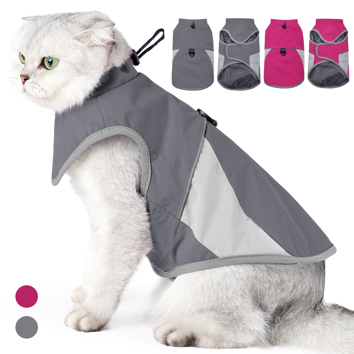 Outdoor Adventure Windbreaker - Chaqueta Impermeable Reflectante para Gatos, Abrigo
