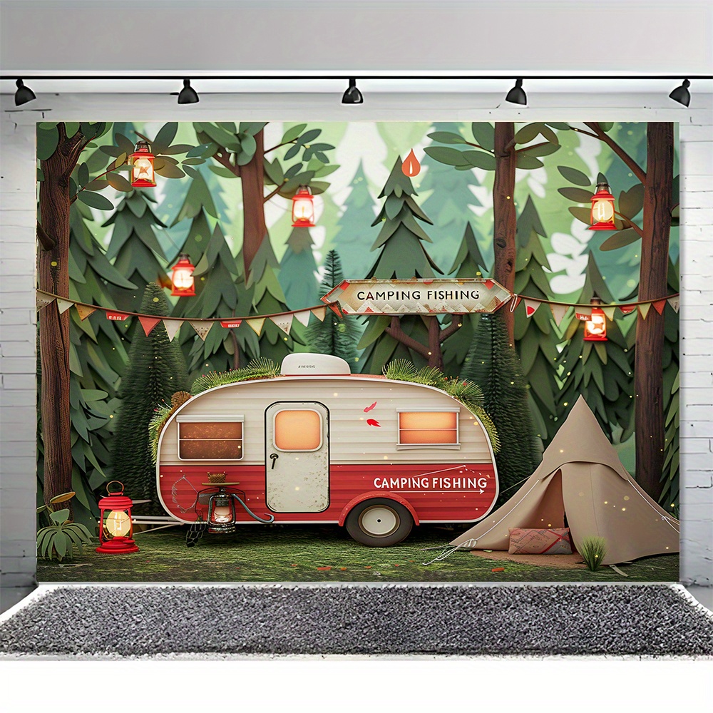 Pancartas de fondo de poliéste - Outdoor Adventure Birthday Party reseña y precio