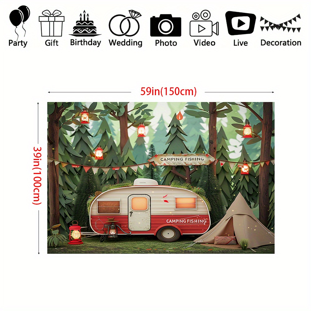 Pancartas de fondo de poliéste - Outdoor Adventure Birthday Party reseña y precio