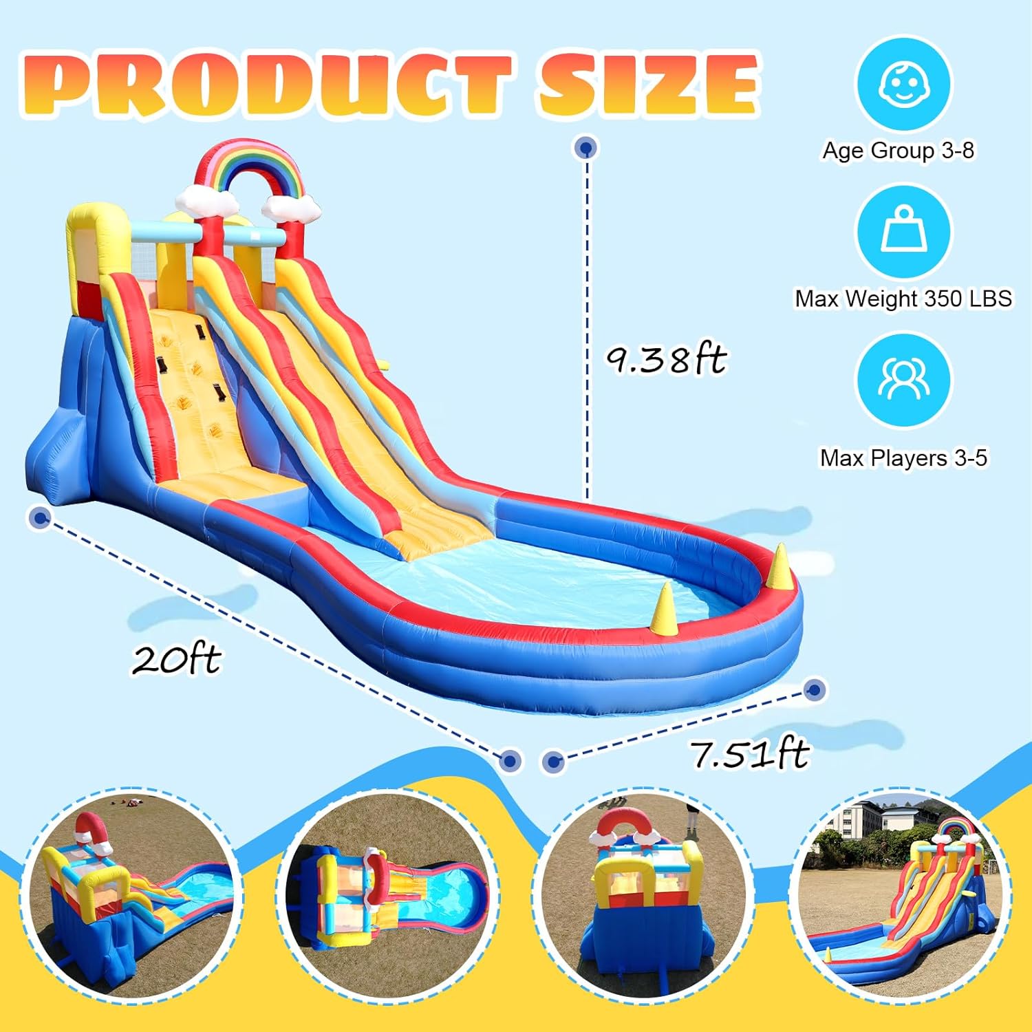 Tobogán Acuático Inflable de 2 - Outdoor Adventure Kids Party reseña y precio