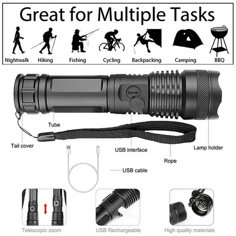 Linterna Led XHP70 de alta pot - Outdoor Adventure Trips reseña y precio